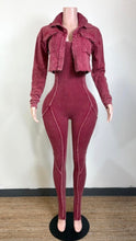 Load image into Gallery viewer, Luxe Cropped Jacket &amp; Jumpsuit Set(wine)
