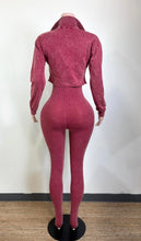 Load image into Gallery viewer, Luxe Cropped Jacket &amp; Jumpsuit Set(wine)