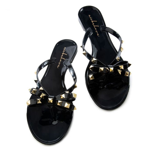 MIDNIGHT BLACK STUDDED SANDALS