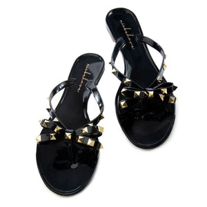 MIDNIGHT BLACK STUDDED SANDALS