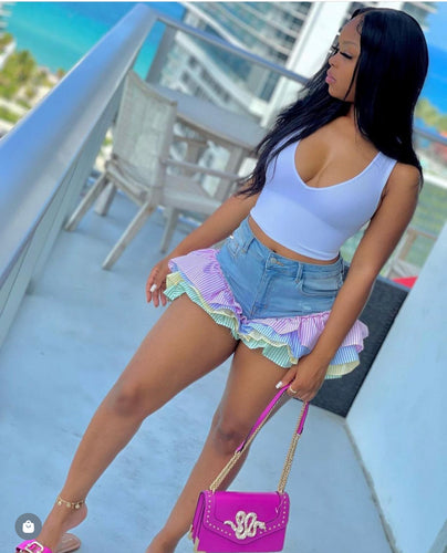 RUFFLES DENIM SHORTS