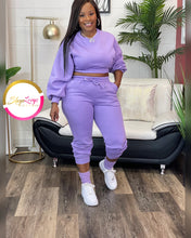 Load image into Gallery viewer, Stella Cropped Joggers Set(Lavender)