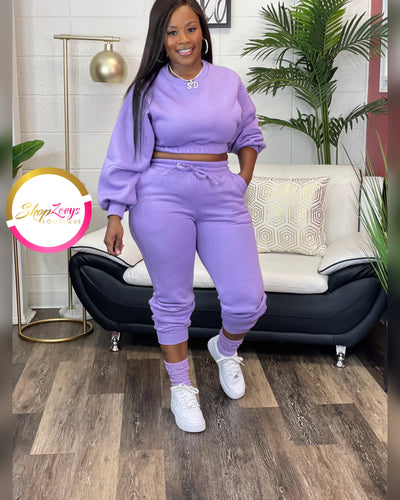 Stella Cropped Joggers Set(Lavender)