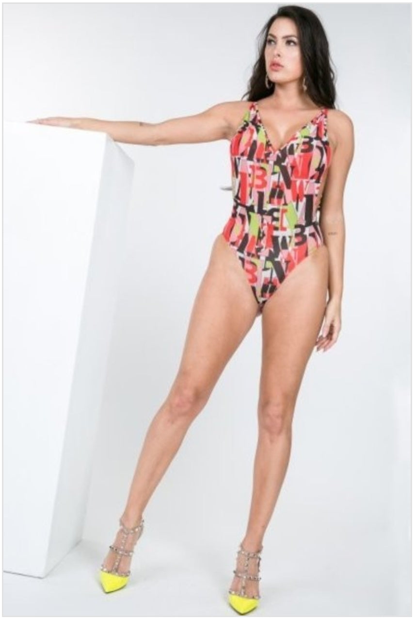 ALPHA SHEER PRINT BODYSUIT