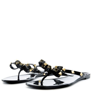 MIDNIGHT BLACK STUDDED SANDALS