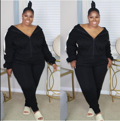 “Sol” Jogger Set Plus Size(Black)