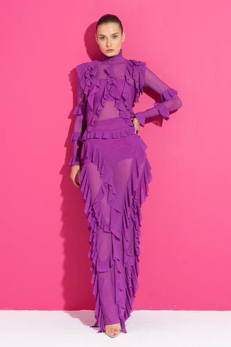 Magenta Mesh Dress