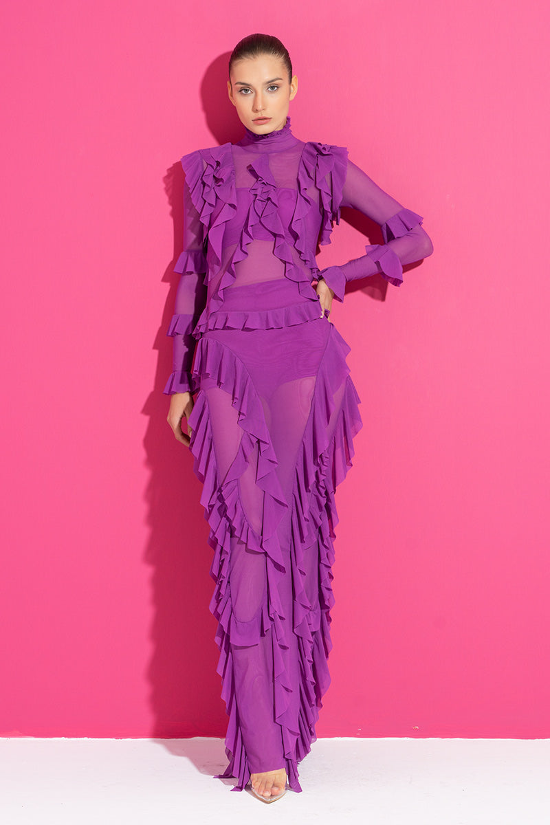 Magenta Mesh Dress