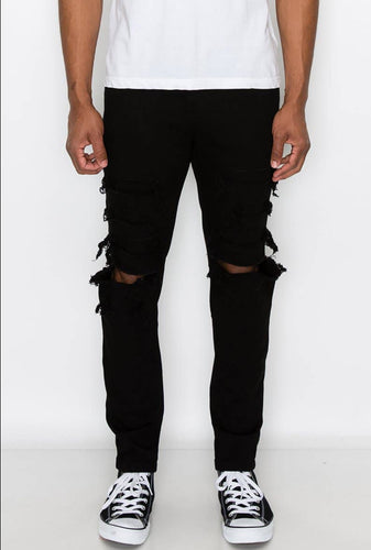 Distressed Black Denim