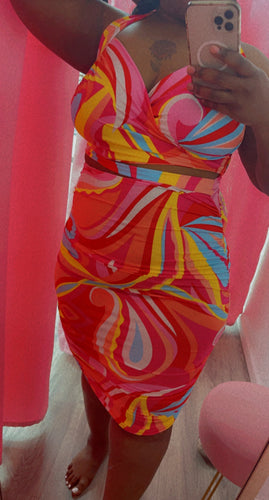SunBurst Halter Dress(Plus)