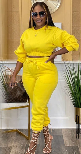Stella Cropped Joggers Set(Yellow)