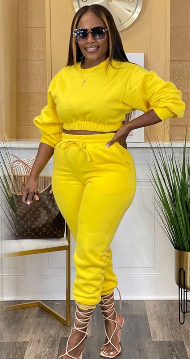 Stella Cropped Joggers Set(Yellow)