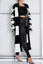 Load image into Gallery viewer, CONTRAST HEM HOUNDSTOOTH FUZZY OPEN CARDIGAN