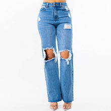 Load image into Gallery viewer, Play It Cool High Waist Wide Leg Distressed Jeans
