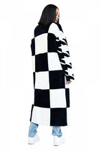 Load image into Gallery viewer, CONTRAST HEM HOUNDSTOOTH FUZZY OPEN CARDIGAN