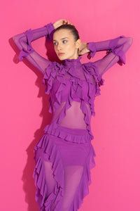 Magenta Mesh Dress